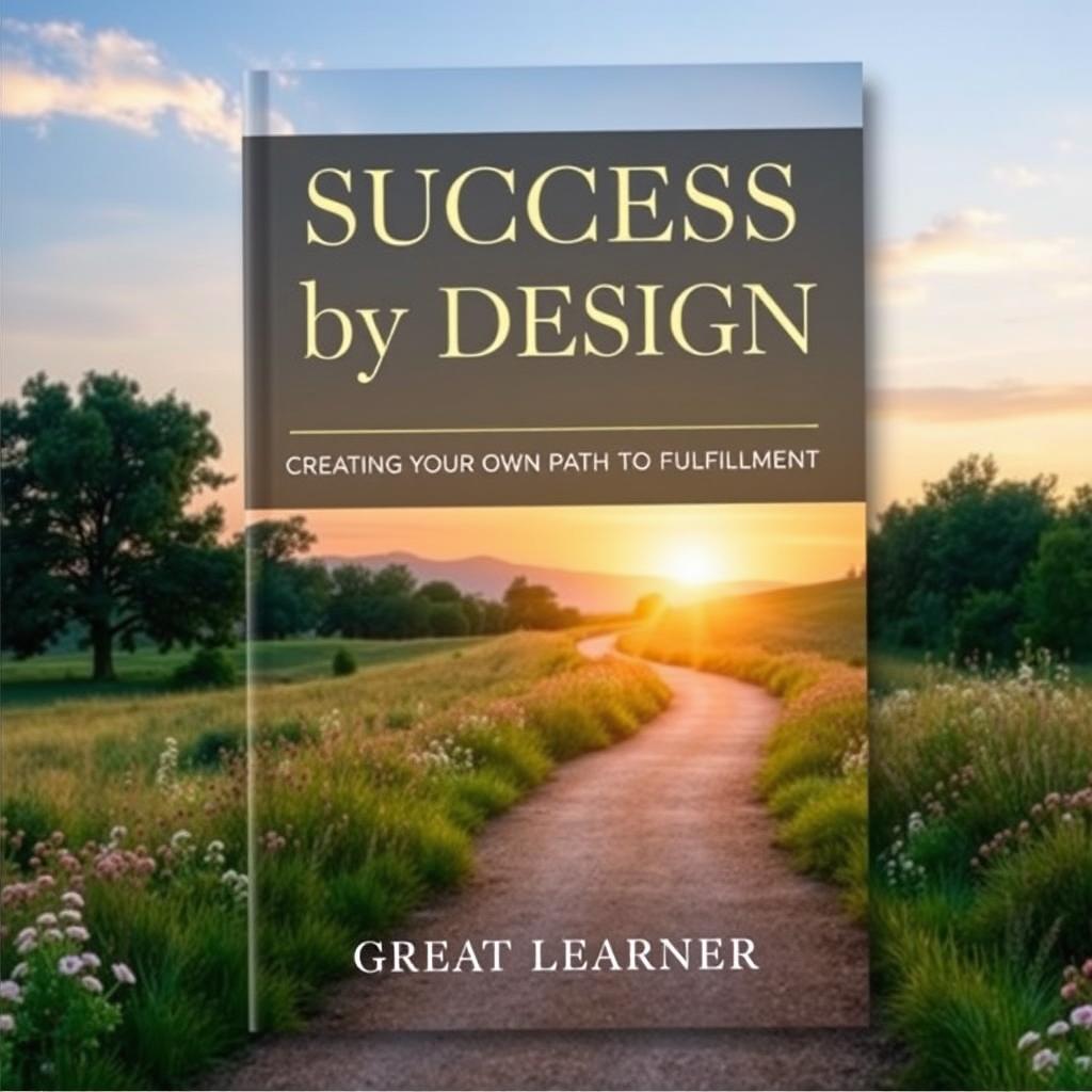 An elegant and inspiring book cover for 'Success by Design: Creating Your Own Path to Fulfillment' by Great Learner