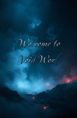 A romantic and mysterious scene set in a void fantasy world, with swirling mists and ethereal lights illuminating the darkness