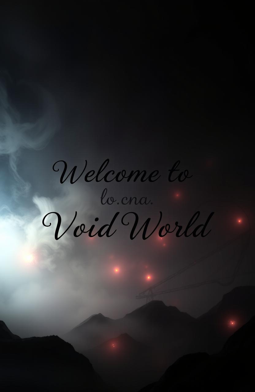 A romantic and mysterious scene set in a void fantasy world, with swirling mists and ethereal lights illuminating the darkness