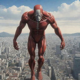 A colossal titan vanishing suddenly into thin air, amidst a backdrop of a cityscape.