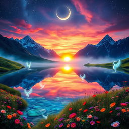 A fantastical landscape showcasing a mystical scene titled 'Echoes of Destiny'