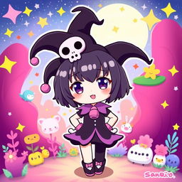 A vibrant and playful artwork featuring Kuromi from Sanrio