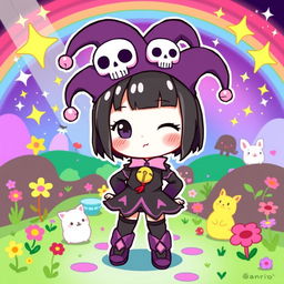 A vibrant and playful artwork featuring Kuromi from Sanrio