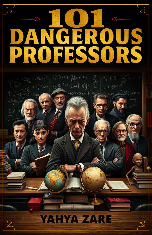 The cover image for a fictional book titled "The 101 Dangerous Professors" written by Yahya Zare