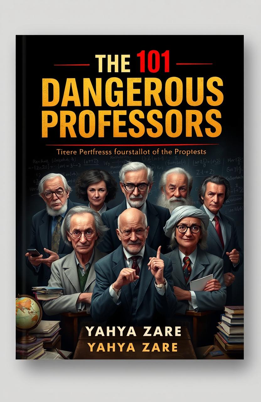 The cover image for a fictional book titled "The 101 Dangerous Professors" written by Yahya Zare