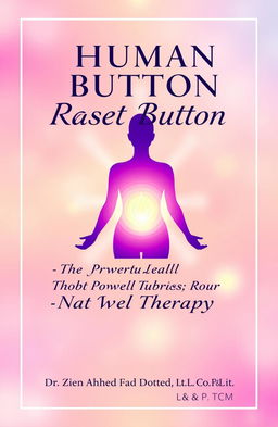 A visually appealing front cover design for a book titled 'Human Reset Button: Practical Guide of Advanced Navel Therapy', emphasizing the theme of navel healing