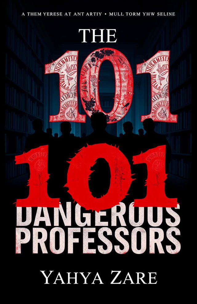 A cover image for a book titled 'The 101 Dangerous Professors' by Yahya Zare, featuring a striking design that captures the essence of danger and academia