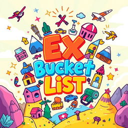 A visually captivating and colorful digital illustration that showcases a vibrant 'Ex Bucket List'