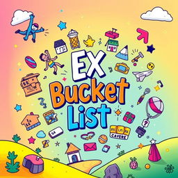 A visually captivating and colorful digital illustration that showcases a vibrant 'Ex Bucket List'
