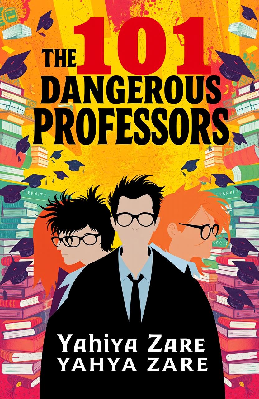 A vibrant and intriguing cover design for a book titled 'The 101 Dangerous Professors' by Yahya Zare