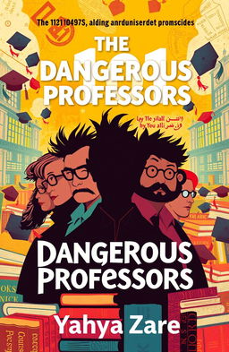 A vibrant and intriguing cover design for a book titled 'The 101 Dangerous Professors' by Yahya Zare