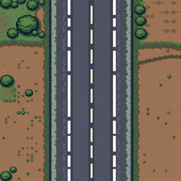 A top-down view of a straight road, observed from directly above as if from a height