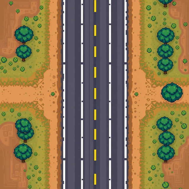 A top-down view of a straight road, observed from directly above as if from a height