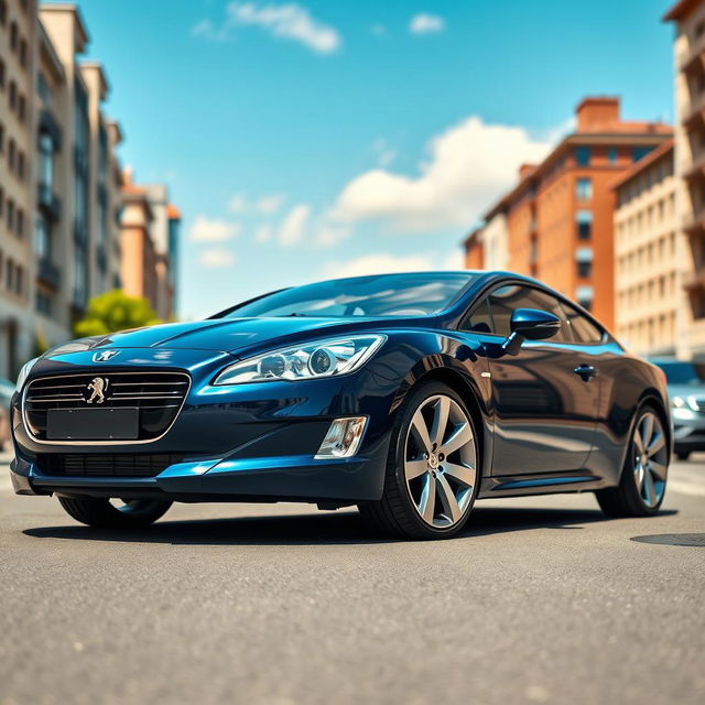 A sleek and elegant 2010 Peugeot 508 coupé, showcasing its modern design features with a long hood, streamlined silhouette, and stylish rear