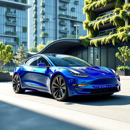 A futuristic design of the Tesla Model 2 electric car, showcasing sleek lines and an aerodynamic shape