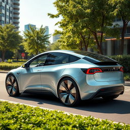 A sleek and modern Tesla citadine concept car, showcasing an innovative design with futuristic aesthetics