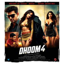 A dynamic film poster for 'Dhoom 4', a sexy, stylish crime drama and action-adventure sequel to a popular franchise