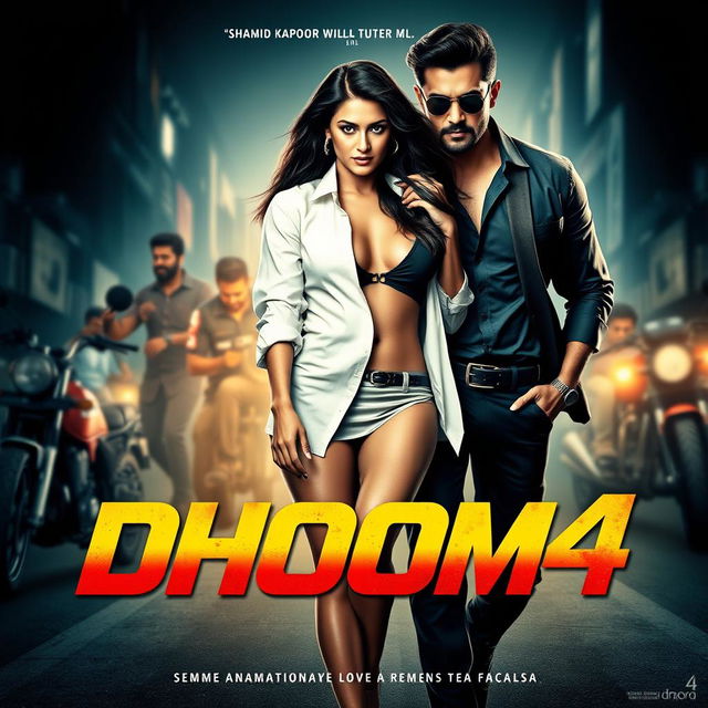 A striking film poster for 'Dhoom 4', a sexy, stylish crime drama and action-adventure sequel to a popular franchise