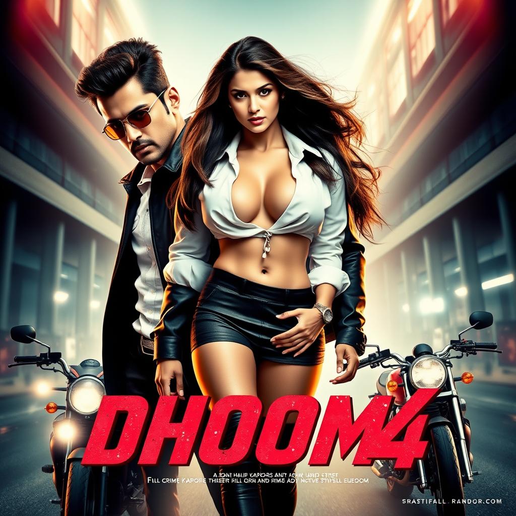 A striking film poster for 'Dhoom 4', a sexy, stylish crime drama and action-adventure sequel to a popular franchise