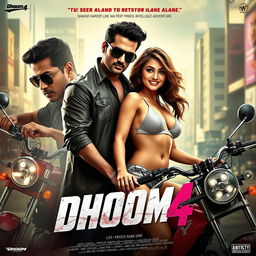 An enticing film poster for 'Dhoom 4', a sequel to a renowned movie franchise