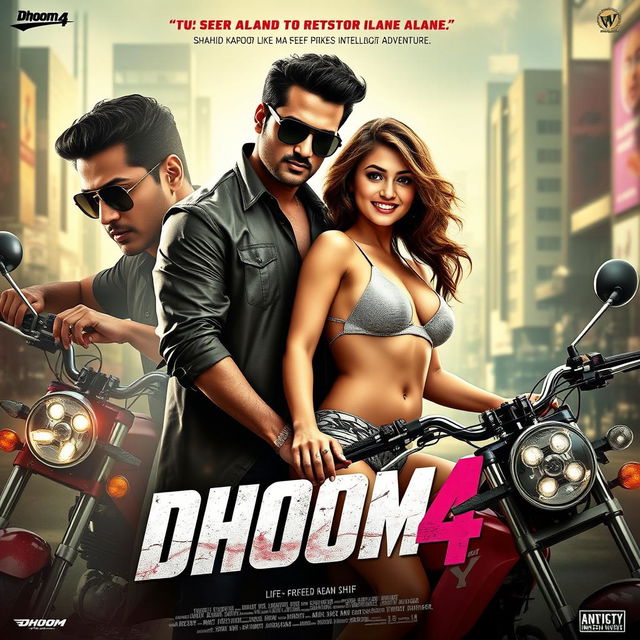 An enticing film poster for 'Dhoom 4', a sequel to a renowned movie franchise