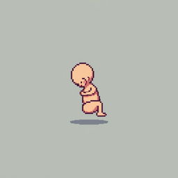 A pixel art representation of an undeveloped fetus, focusing on a simple and stylized design that captures the essence of the subject in a respectful manner