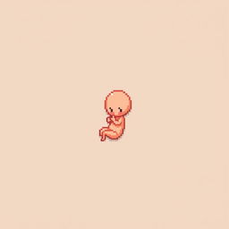 A pixel art representation of an undeveloped fetus, focusing on a simple and stylized design that captures the essence of the subject in a respectful manner