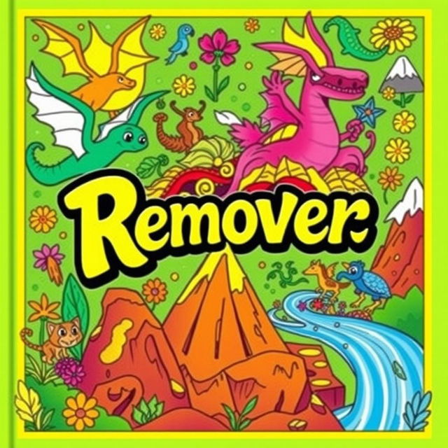 Uma capa vibrante e envolvente para um livro de colorir chamado 'Remover', destinado a crianças de 9 a 11 anos