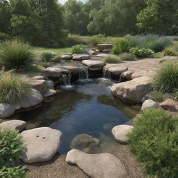 Generate a completely lifelike image of a natural landscape, eschewing any water features.