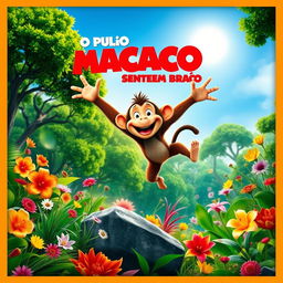 A vibrant and dynamic movie poster for a fictional film titled 'O Pulo do Macaco sem Braço'