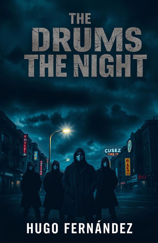 A striking book cover design featuring a dark, atmospheric urban landscape at night