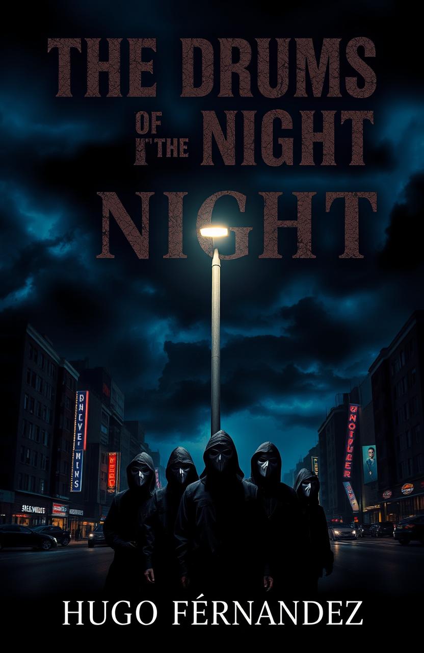 A striking book cover design featuring a dark, atmospheric urban landscape at night