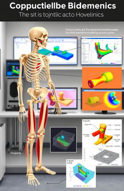 A detailed and informative illustration of computational biomechanics focusing on human joints