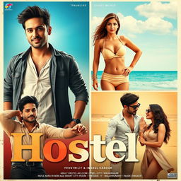 A film poster for the movie titled 'Hostel', an adult erotic rom-com set in a fictional new age smart city named Mahanagar