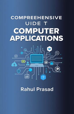 A comprehensive and visually engaging book cover design for "Comprehensive Guide to Computer Applications" by Rahul Prasad