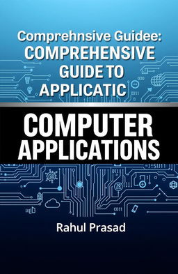 A comprehensive and visually engaging book cover design for "Comprehensive Guide to Computer Applications" by Rahul Prasad