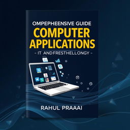 An elegant and informative book cover design for 'COMPREHENSIVE GUIDE TO COMPUTER APPLICATIONS' focused on IT and technology, written by Rahul Prasad