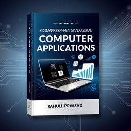 An elegant and informative book cover design for 'COMPREHENSIVE GUIDE TO COMPUTER APPLICATIONS' focused on IT and technology, written by Rahul Prasad