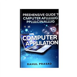 A visually striking book cover for 'COMPREHENSIVE GUIDE TO COMPUTER APPLICATIONS' focusing on IT and technology, authored by Rahul Prasad