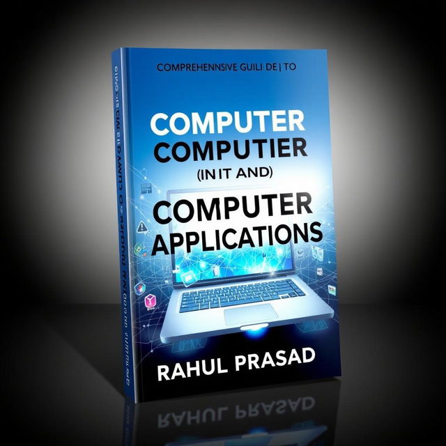 A visually striking book cover for 'COMPREHENSIVE GUIDE TO COMPUTER APPLICATIONS' focusing on IT and technology, authored by Rahul Prasad