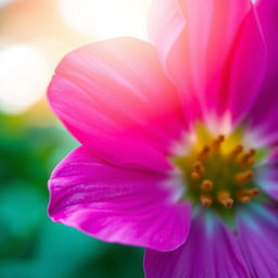 A close-up, artistic depiction of a vibrant pink flower, showcasing its intricate petals and textures
