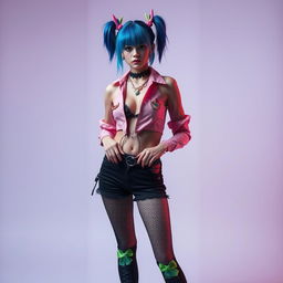 A stylish femboy dressed in small, alluring clothes that blur traditional gender lines, creating an ambiguity that makes them appear like a girl at first glance