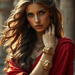 A beautiful, troubled woman named Helena from ancient Rome, portraying her elegance and inner turmoil