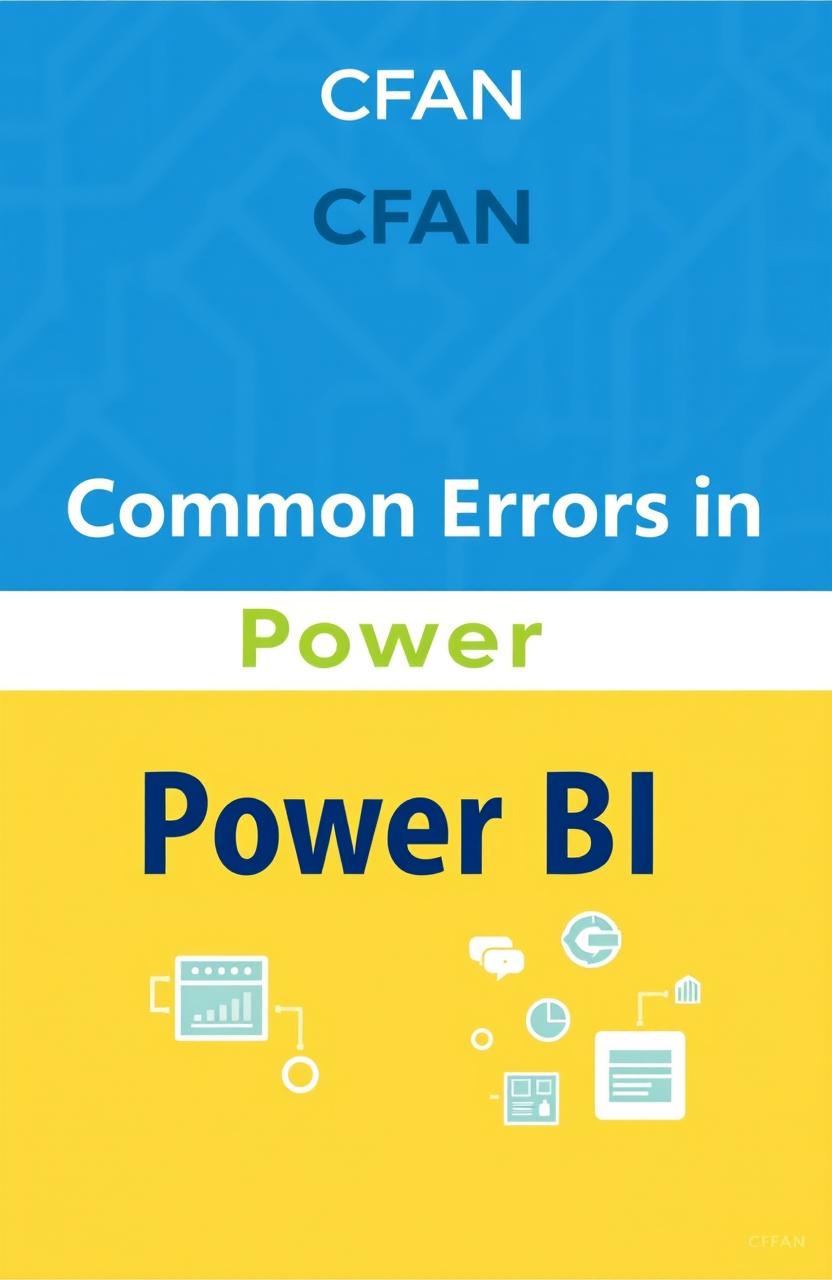 A cover image for a guide on common errors in Power BI, featuring the logo of CFAN prominently