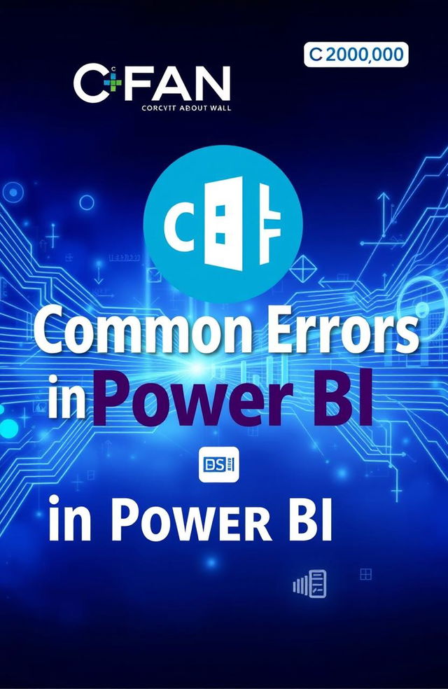 A cover image for a guide on common errors in Power BI, featuring the logo of CFAN prominently