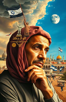 A thought-provoking and artistic representation of how an Arab perceives Israel, capturing a blend of cultural elements, landscapes, and sentiments