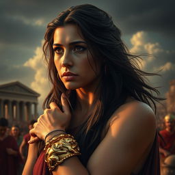 A beautiful yet troubled female slave named Helena from ancient Rome, set against a backdrop of war