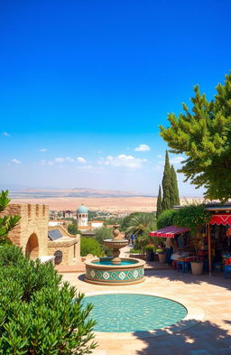 A vibrant and emotional depiction of a serene landscape in Israel as seen through an Arab perspective