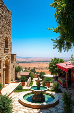 A vibrant and emotional depiction of a serene landscape in Israel as seen through an Arab perspective