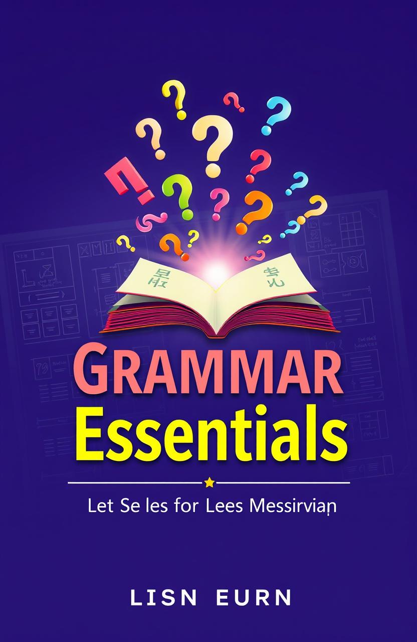 A visually captivating ebook cover design for 'Grammar Essentials' tailored for English learners